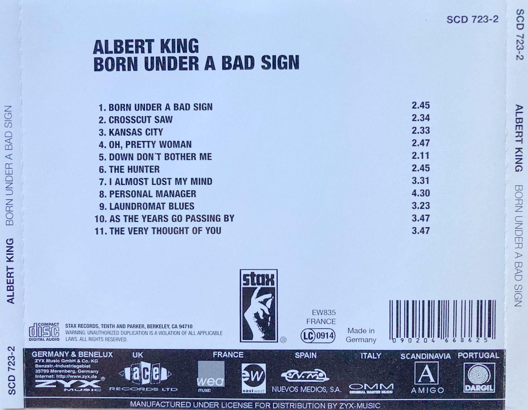 CD: ALBERT KING - BORN UNDER A BAD SIGN – Usato da Bottens venduto da hotter-than-hell 1