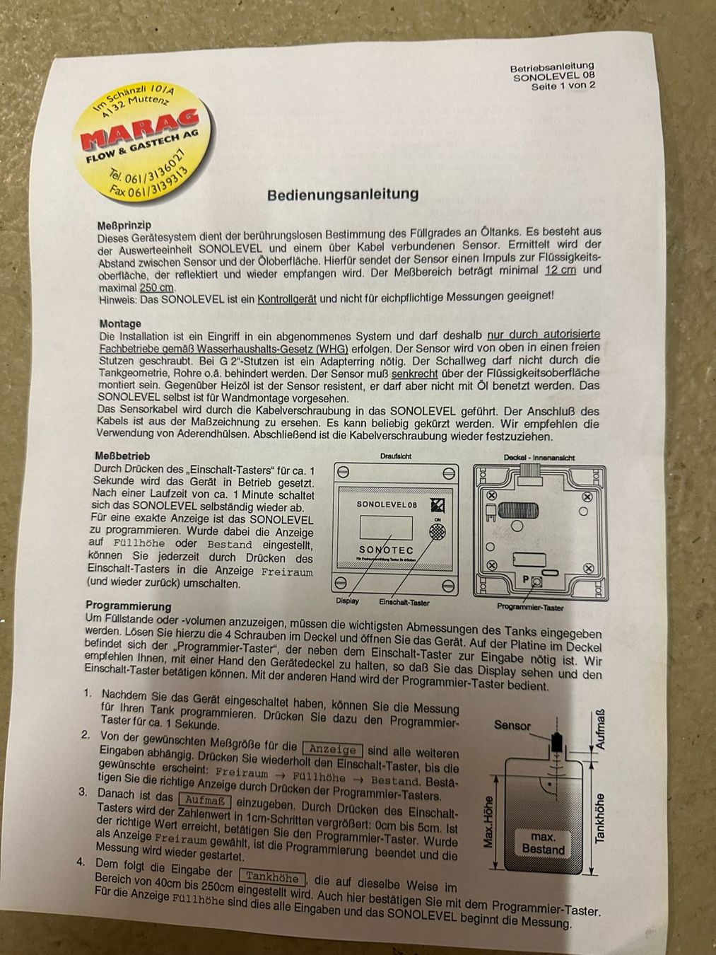 Misurare: Füllstandsanzeige elektronisch – Nuovo e nell'imballaggio originale da Uetikon am See venduto da Ritteren 1