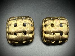 Vintage Gold Farbe große Clip Ohrringe 80er Jahre