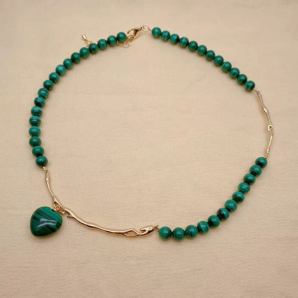 Catenine: Klein Malachit Halskette Kette Echt Collier Perle Malachite – Nuovo (secondo la descrizione) da Prilly venduto da ilyria73 6