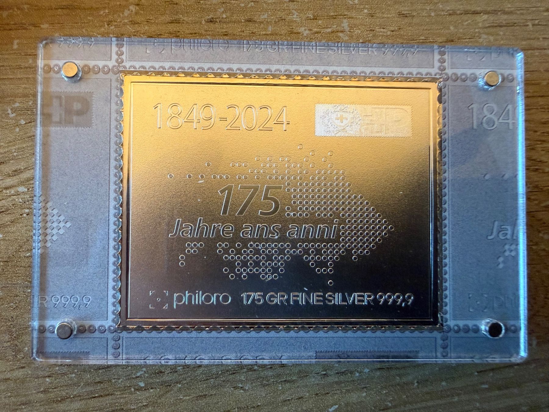 Tutti le monete: Schweizer Briefmarke "175 Jahre Post"  Silber 999.9 – Nuovo e nell'imballaggio originale da Lungern venduto da Jopae 2
