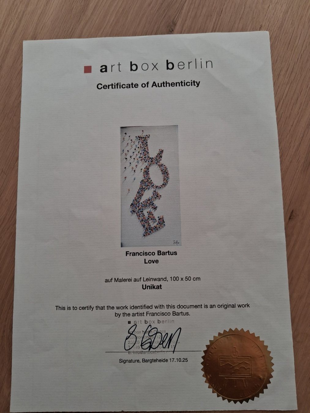 Foto & Immagini: Francisco Bartus "Love" Pop Art Unikat originalverpackt – Nuovo e nell'imballaggio originale da Porrentruy venduto da ig3_xy2h 1