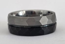 Wolfram-Fingerring, Gr. 56, silber/schwarz