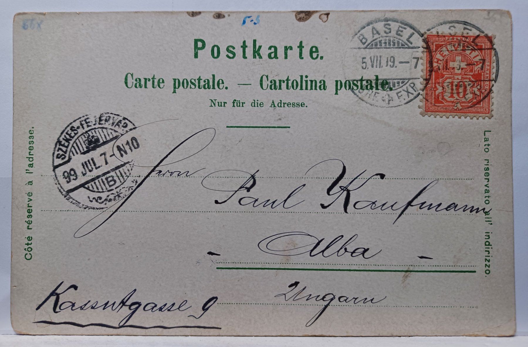 Cartoline postali: Gruss aus Basel, 1899 – Usato da Aarau Rohr venduto da mgvw 1