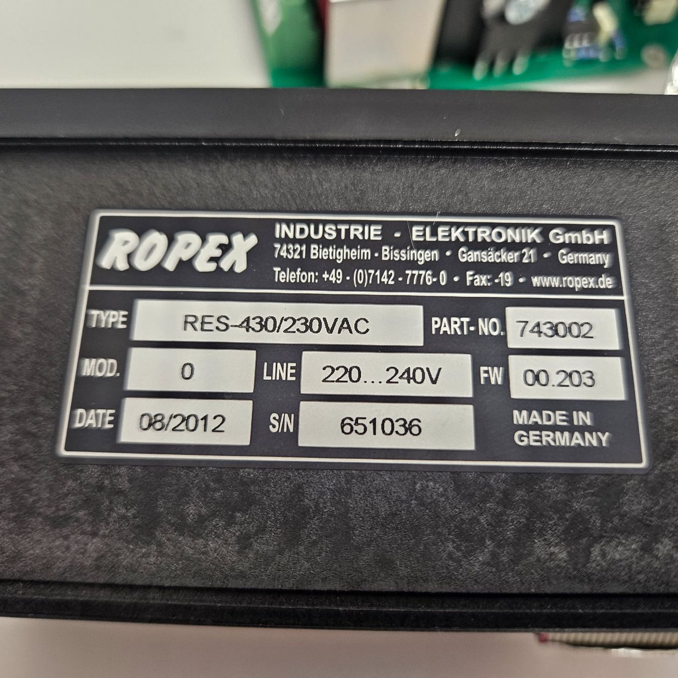 Componenti elettronici: ROPEX RES-430/230VAC Temperatur Controller – Usato da Niederdorf venduto da LeptonAG 4