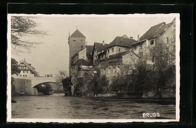 Cartoline postali: AK Brugg, Häuserpartie am Flussufer – Usato da Berlin venduto da bartko-reher
