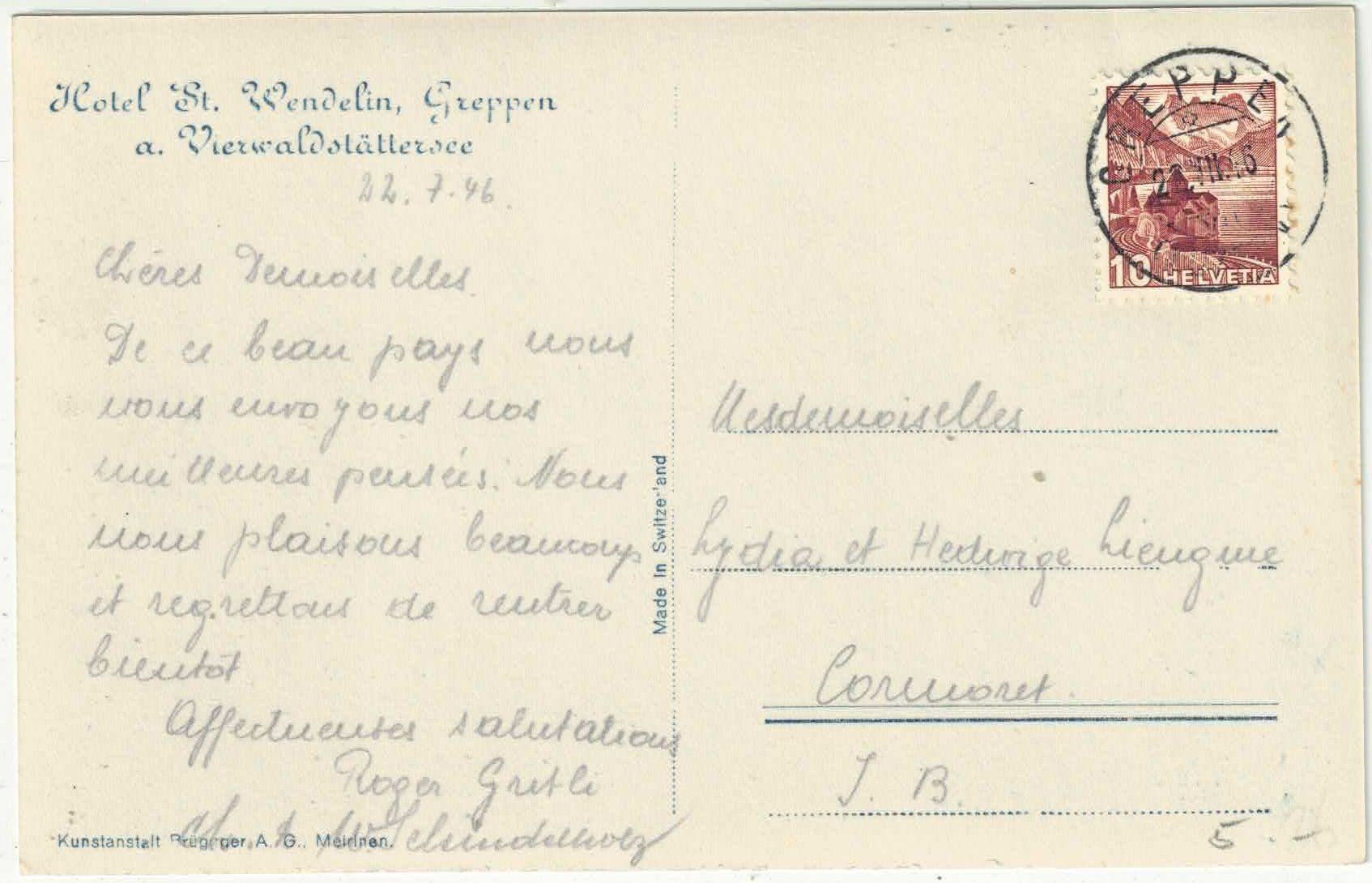 Ansichtskarten: Greppen - Hotel St. Wendelin – Gebraucht aus Ettingen von Kartenplanet 1