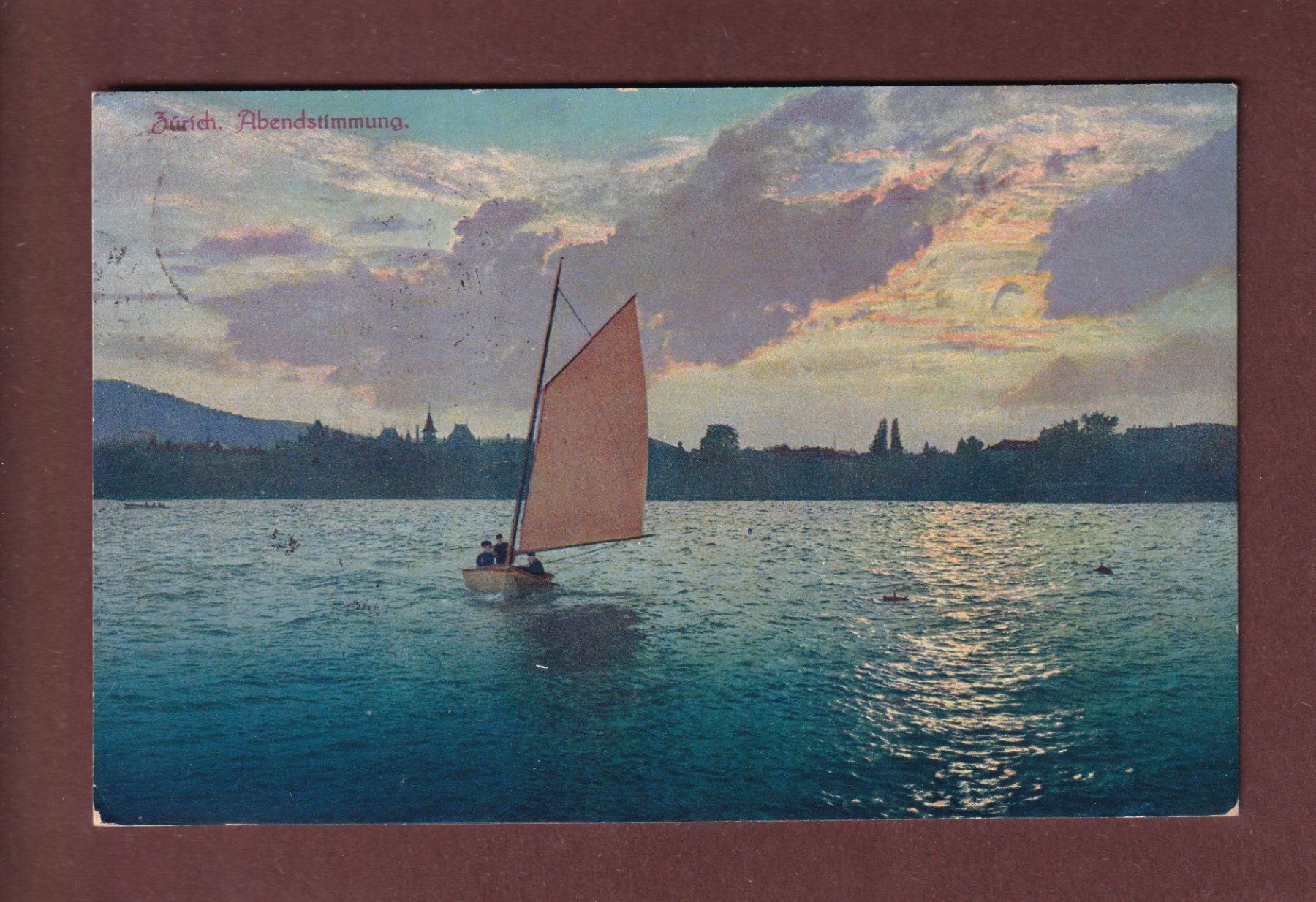 Cartoline postali: ZÜRICH - Abendstimmung - 1921 – Usato da Pully venduto da nicecards-shop