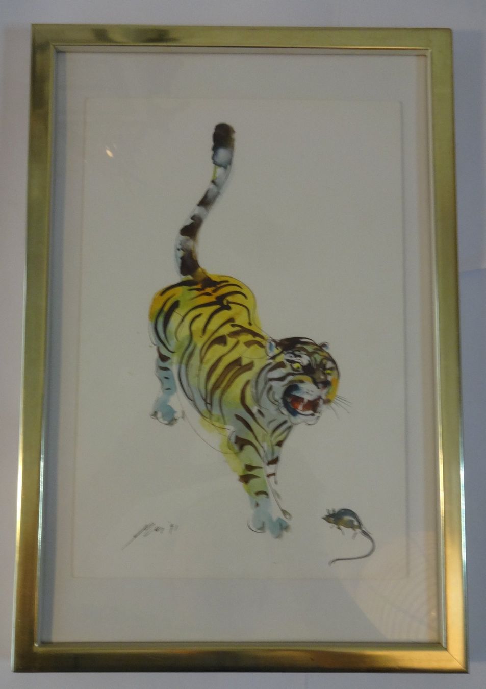 Dipinti: Hans Erni "Tiger mit Maus", Original, 1991 – Usato da Hergiswil NW venduto da Mike313