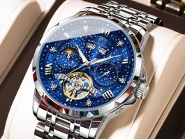 Automatikuhr Herren Skelett Edelstahl Armbanduhr Herrenuhr