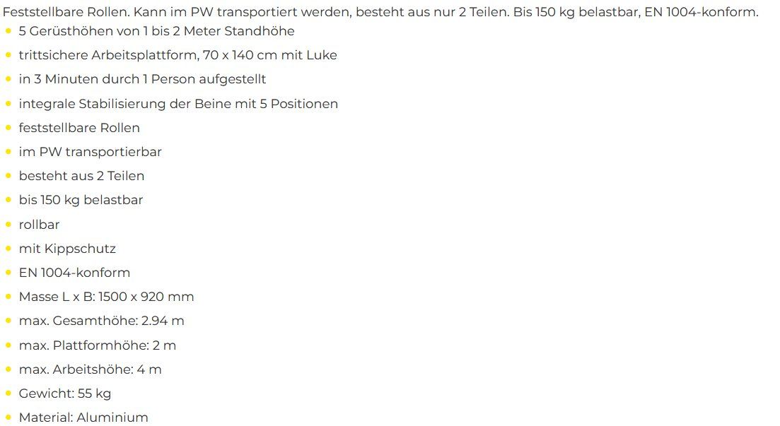 Echafaudages: Original Teletower, Arbeitshöhe bis 4 Meter – D'occasion à Schleitheim par jog_t5mm 8