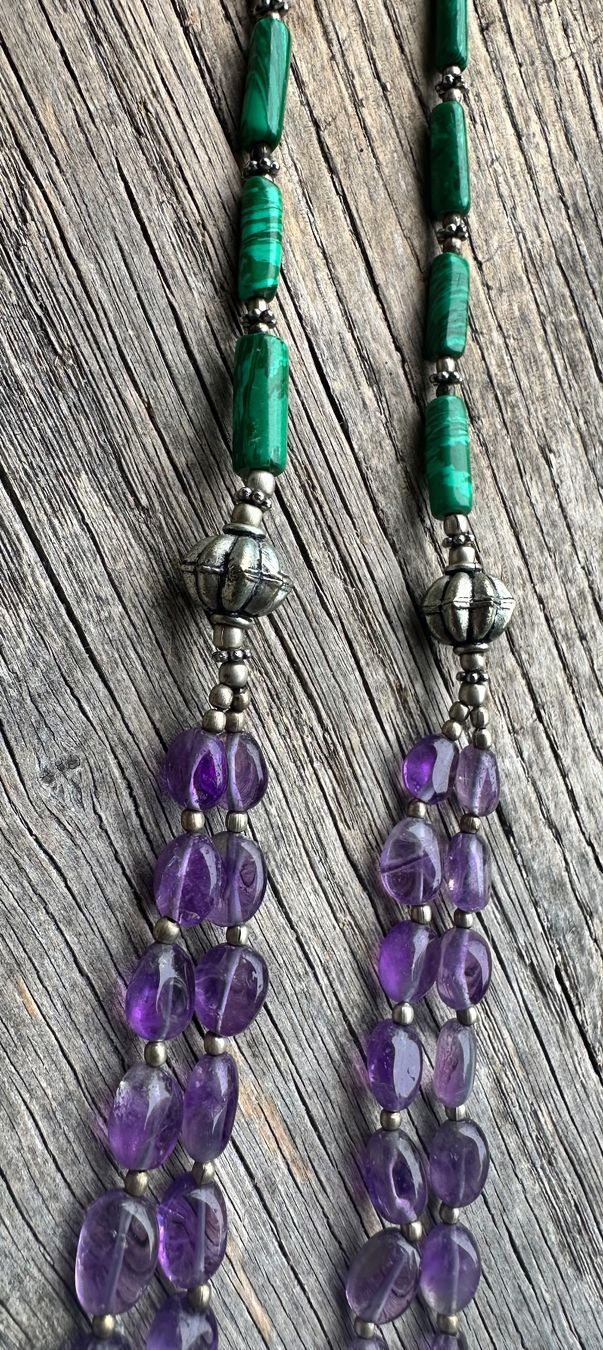 Ketten: Wunderschöne Halskette aus Amethyst und Malachit – Gebraucht aus Muri AG von Shoshana5 2