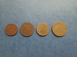 4 PFENNIGE 1  1950 G,  2  1958 F, 5 1950 F. + 10 1950 D