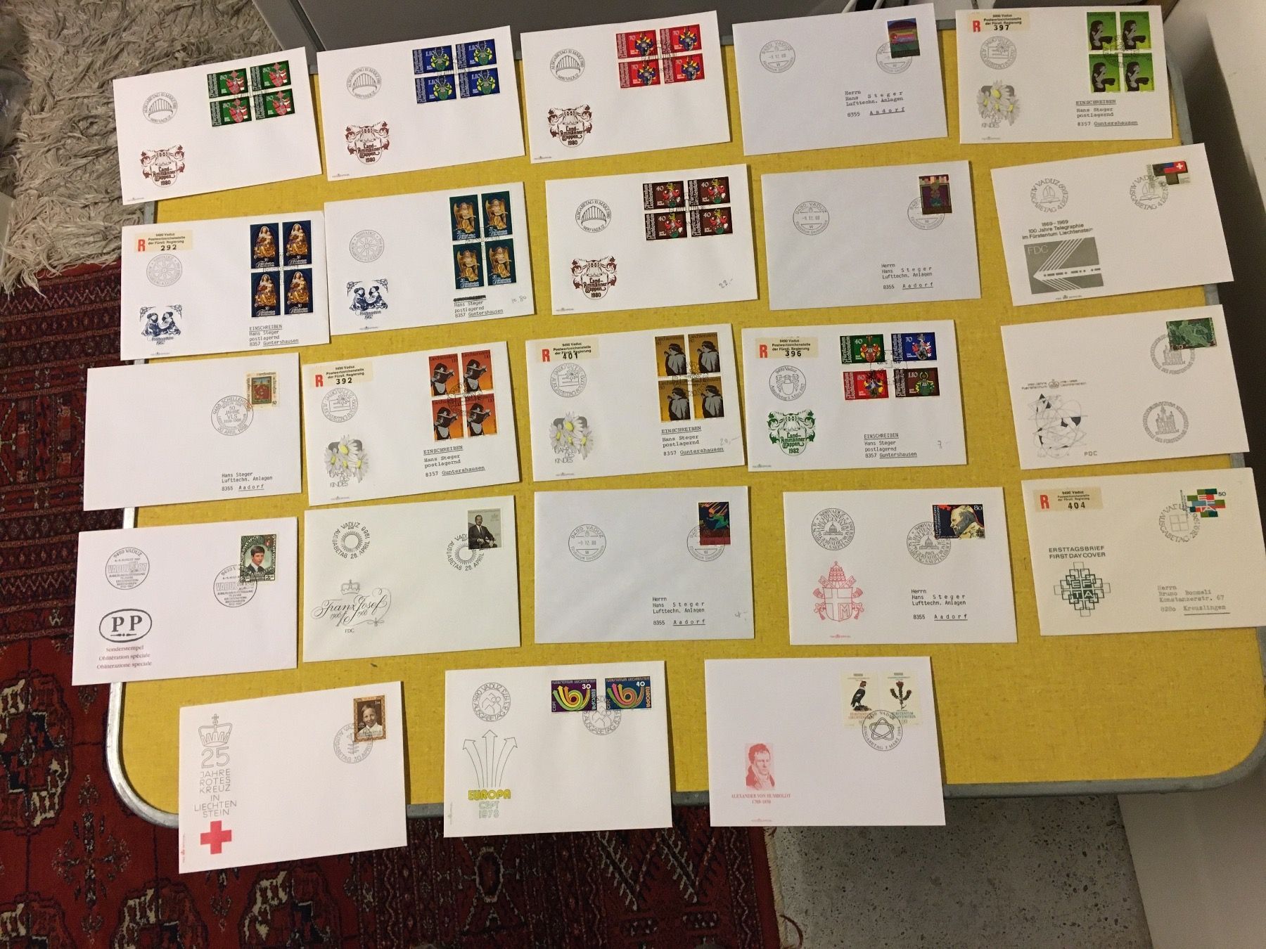 Tutti i francobolli: Lot Lichtenstein  FDC Briefe 23 Stück – Usato da Lanzenhäusern venduto da vic63