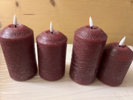 4 LED Kerzen, Weinrot-Braun, mit Fernbedienung von Depot
