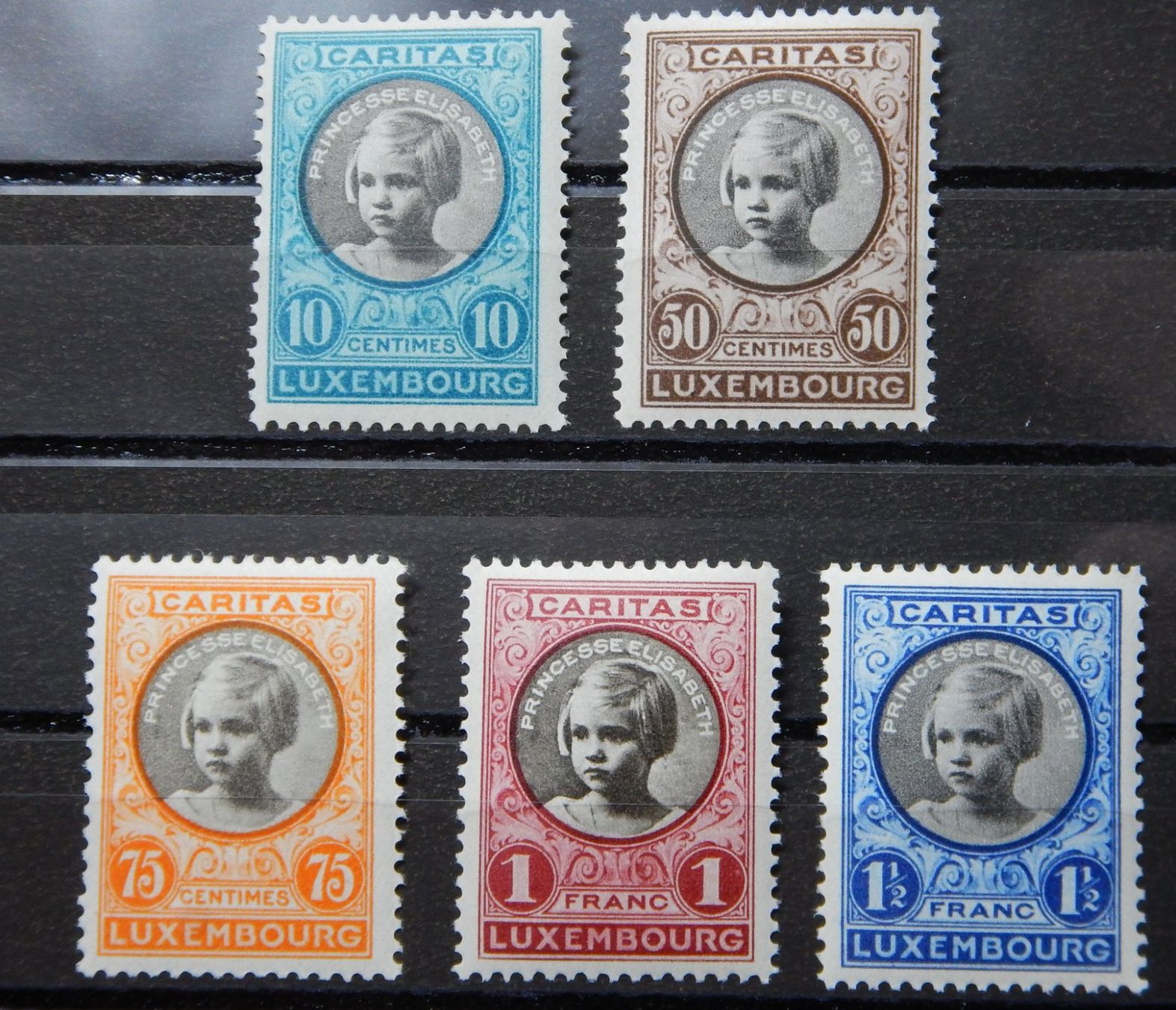 Tutti i francobolli: Luxemburg Kat. 192-196 ** 1927 – Usato da Zürich venduto da Muehlekauf