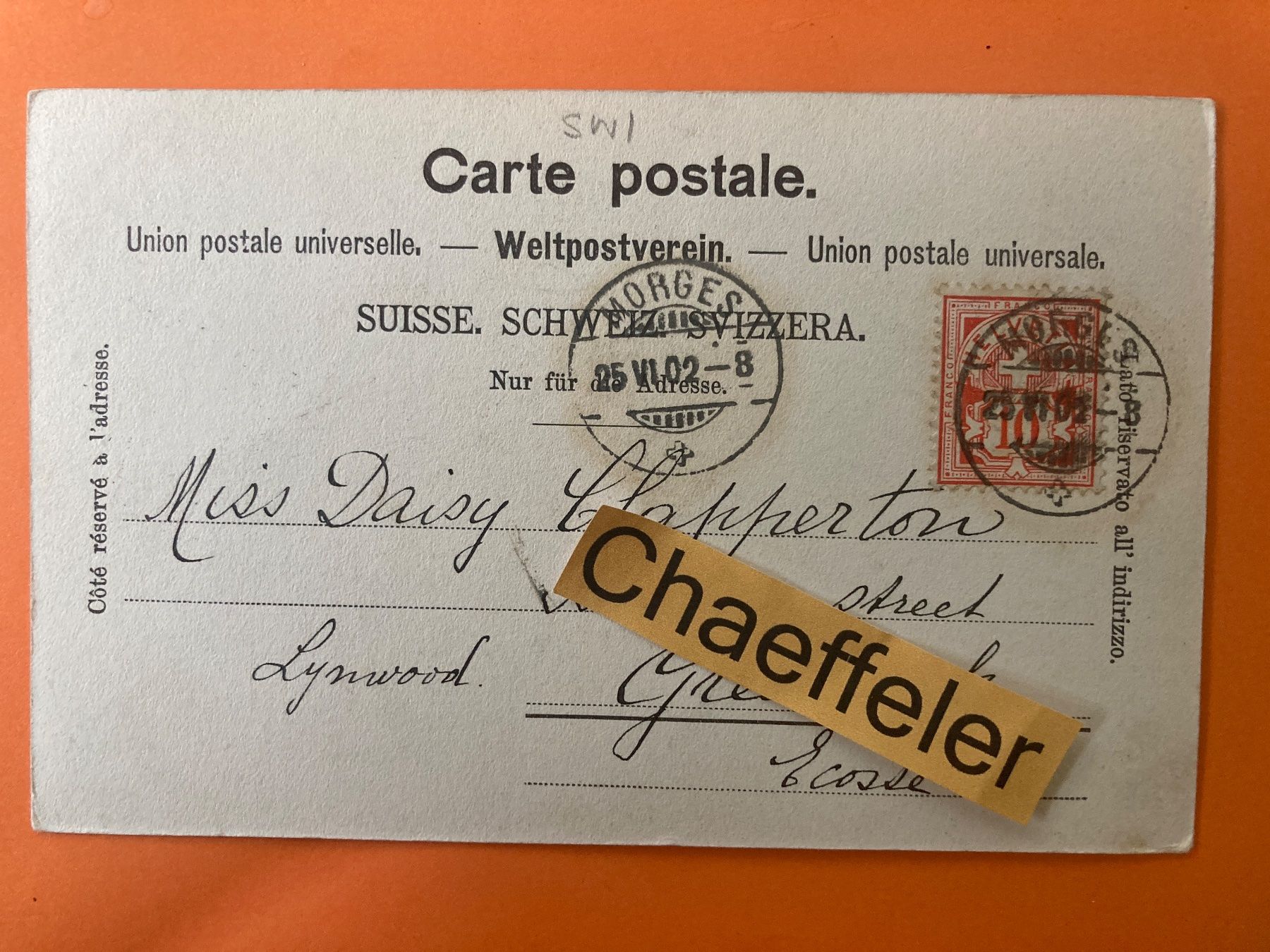Cartes postales: 1902 Château de Vufflens – D'occasion à Zürich par Chaeffeler 1