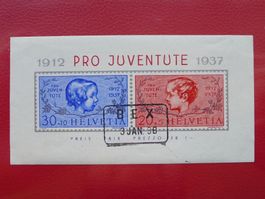 1937 PJ (J83I+J84I) Block mit Zentrumsstempel: BEX