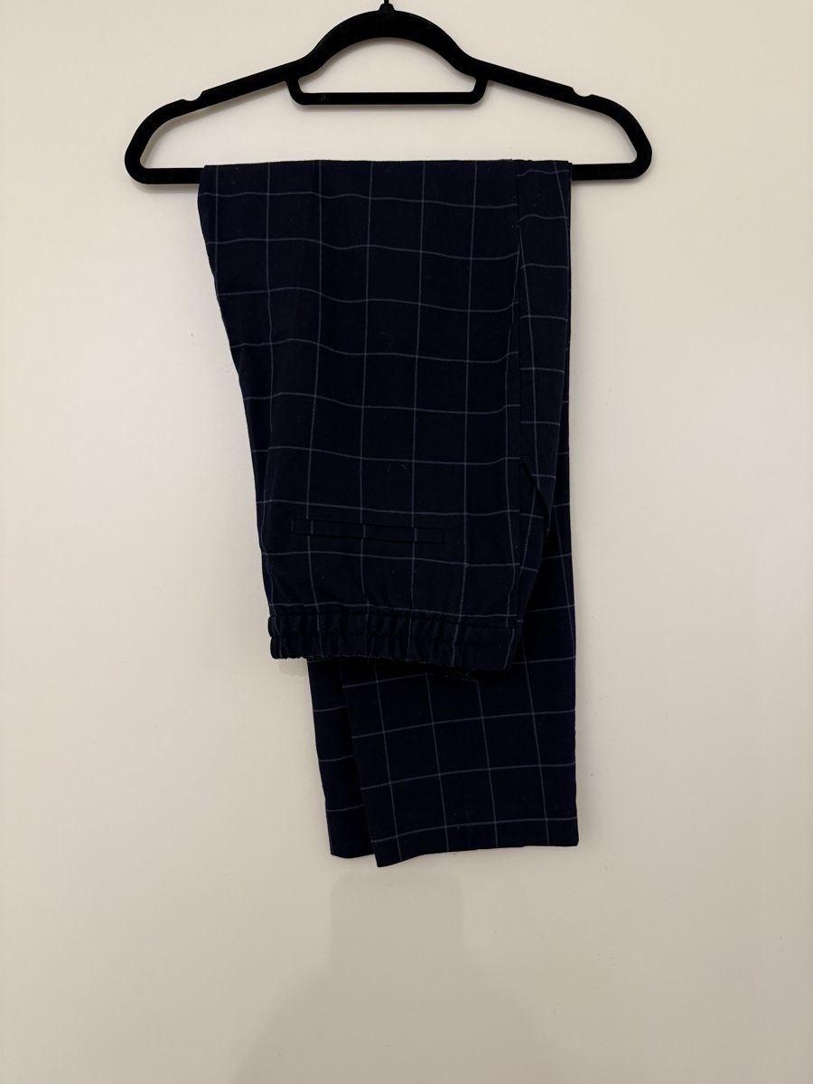 Monki Pantaloni: Monki Trousers Navy Check Pattern – Usato da Zürich venduto da mha_mx9n 1