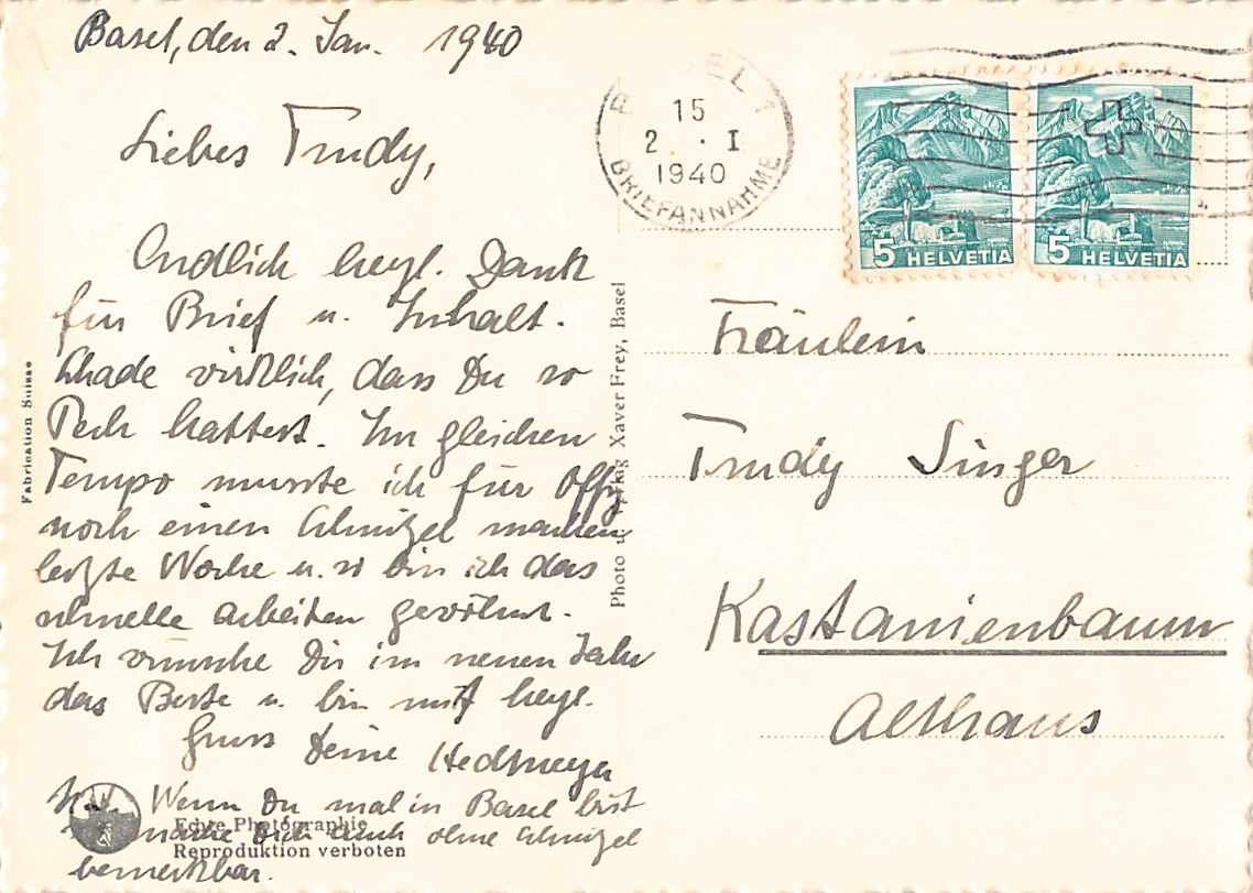 Cartoline postali: NEU: uralte Ansichtskarte BASEL BELEBT 1940, ab 1.-- – Usato da Lufingen venduto da SchnaeppliCorner 1