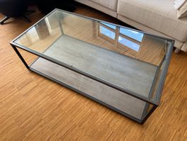 Crate & Barrel Loungetisch - Glas Metall Holzoptik