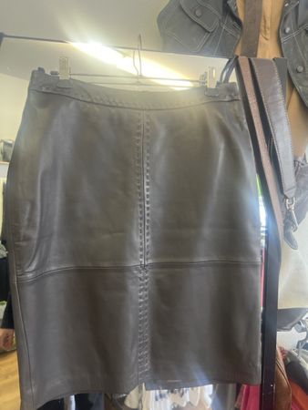Elegante Lederrock-Jupe in Dunkelbraun – Grösse 36 – top Zus
