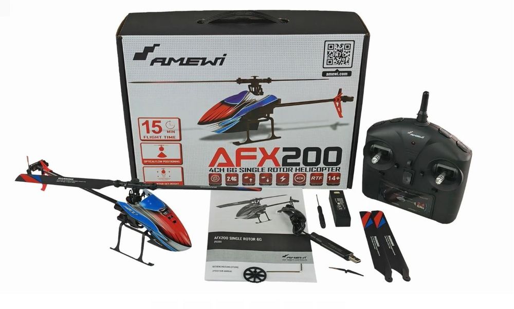 Amewi Buzzard V2 – Hélicoptère RC 4 Canaux 2,4GHz, Batterie LiPo 1300mAh, Démarrage Automatique, Pour Débutants