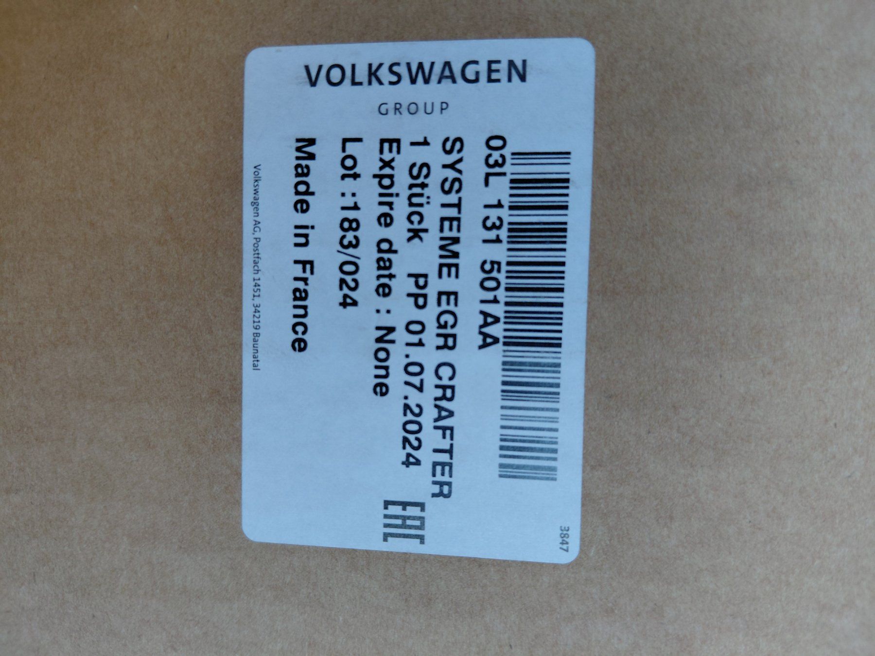 Tutti pezzi di ricambio auto: AGR Ventil Teilenummer 03l131501AA – Nuovo e nell'imballaggio originale da Bern venduto da amagbern 1