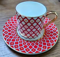 Lomonosov Porzellan Kaffee- & Untertasse Scarlett rot 100ml