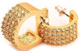 Ohrringe Ohrstecker Creolen Gold klare Zirkonia rund