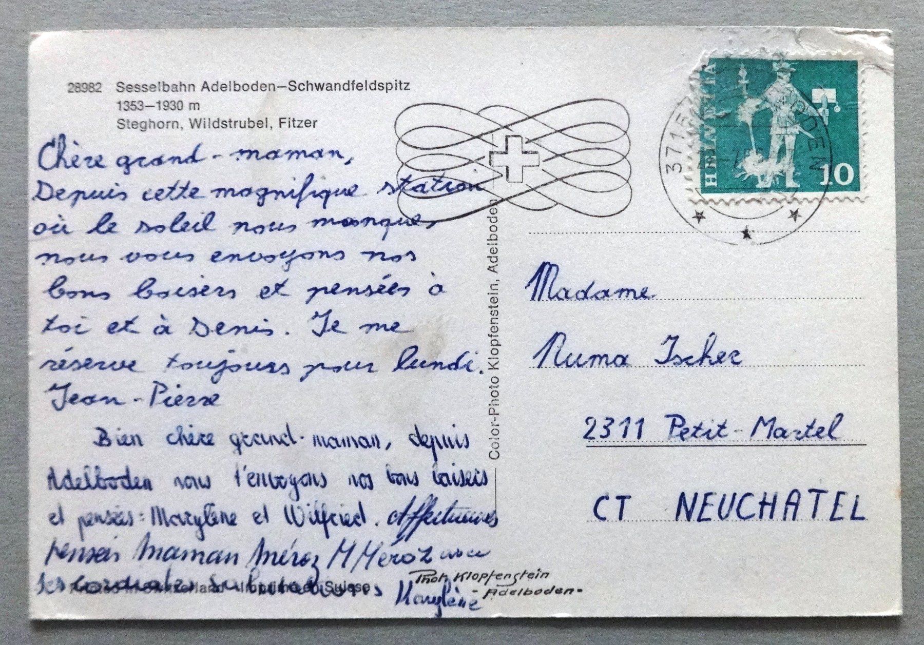 Cartoline postali: Sesselbahn Adelboden-Schwandfeldspitze – Difettoso da Fétigny venduto da Billy2miny 1