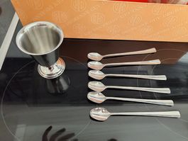 Coffret (Serviertablett, 6x Glacé-Löffel und 6x inox Becher)