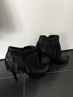 Schwarze UNISA Lederstiefeletten Fransen Gr. 41 Herbst 🍁