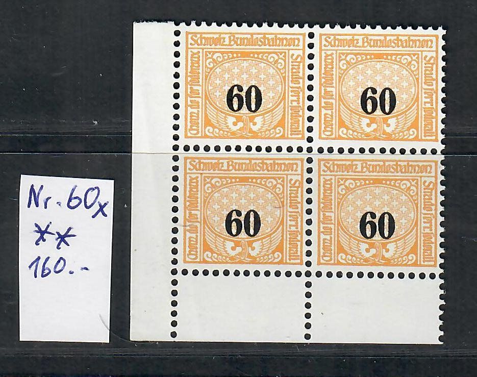 Tutti i francobolli: 1940: Eisenbahnmarken 4er Block 60x mit Abart ** – Nuovo e nell'imballaggio originale da Endingen venduto da briefmarkenmeier57