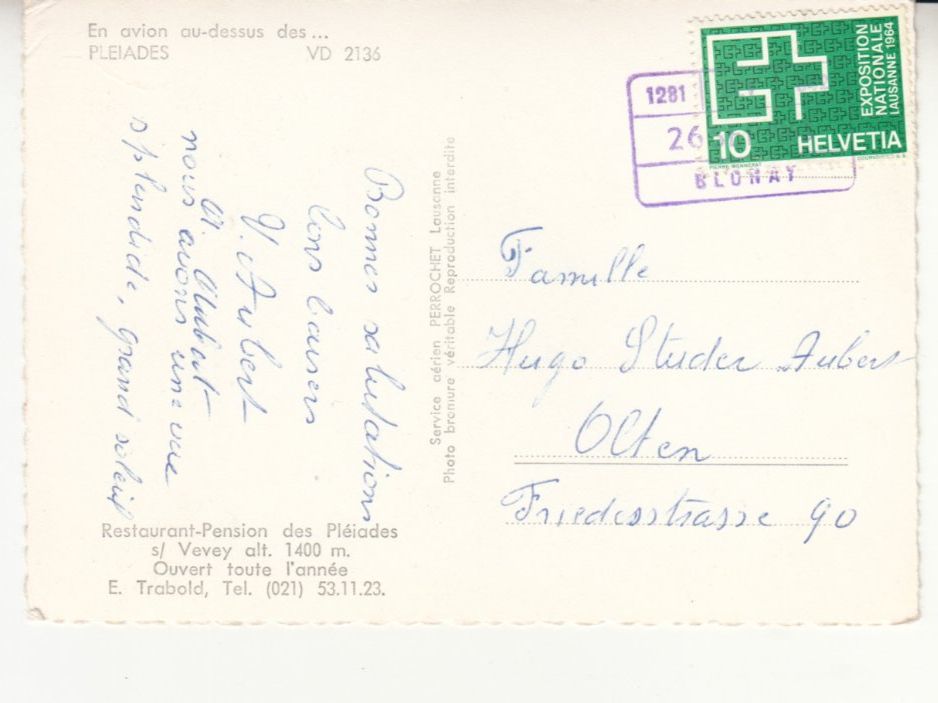 Cartoline postali: Pleiades 1964 – Usato da Bürglen TG venduto da StampGraf 1