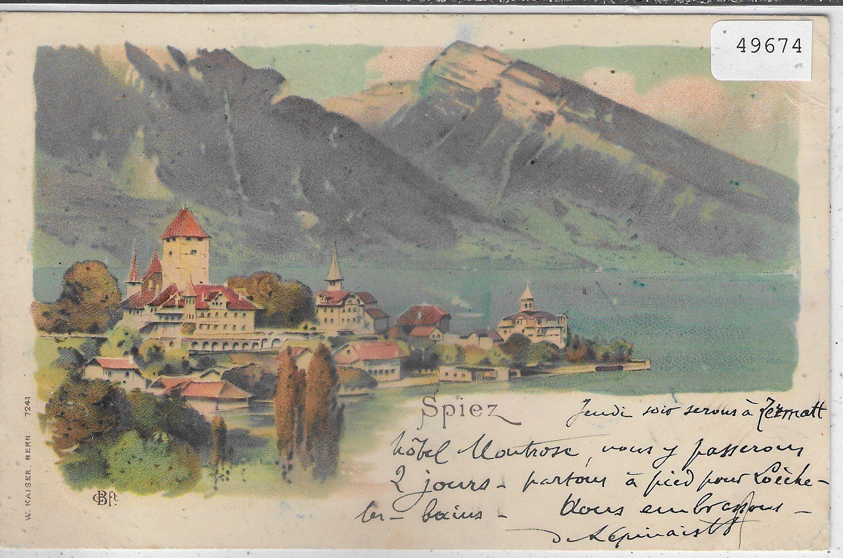 Cartoline postali: Gruss aus Spiez - Litho 1899 – Usato da Ettingen venduto da Kartenplanet