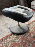 Drehbarer Fusshocker Kunstleder schwarz/weiss