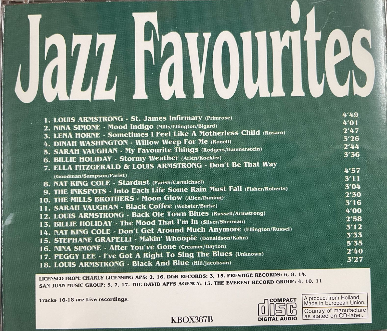 CD: Jazz Favourites - 3 CD - Box – Usato da Oftringen venduto da Vucki 3