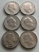 Lot mit 6 Stk. 20 Rp. 1883