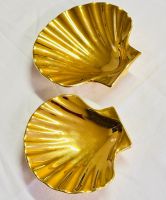 2 Vintage Muschelschalen aus Porzellan mit 24K-Goldauflage