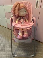 Doll with high chair set pink good condition