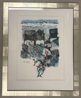 Bild gerahmt mit Signatur Rudolf Mirer, Hauslandschaft