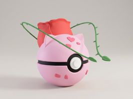 Pokeball Bulbasaur (Rose Edition) - 3D Printed