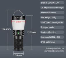 Neu: Lumintop CL2 LED Campinglaterne 650 Lumen inkl. Akkuset