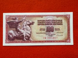 Belgrad 1986 - Jugoslawien 100 Dinara UNC - FRIEDENSDENKMAL