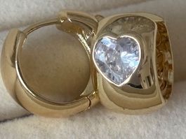 Luxus Elegante Mini Creolen Ohrstecker Farbe :Gold/Herz