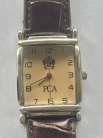 Montre PCA rectangulaire avec bracelet cuir marron