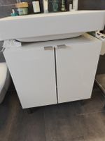 Waschbeckenunterschrank weiss mit 2 Tueren und 2 Ablagen