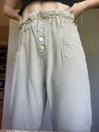 Mango, Stoffhose, beige/grünlich