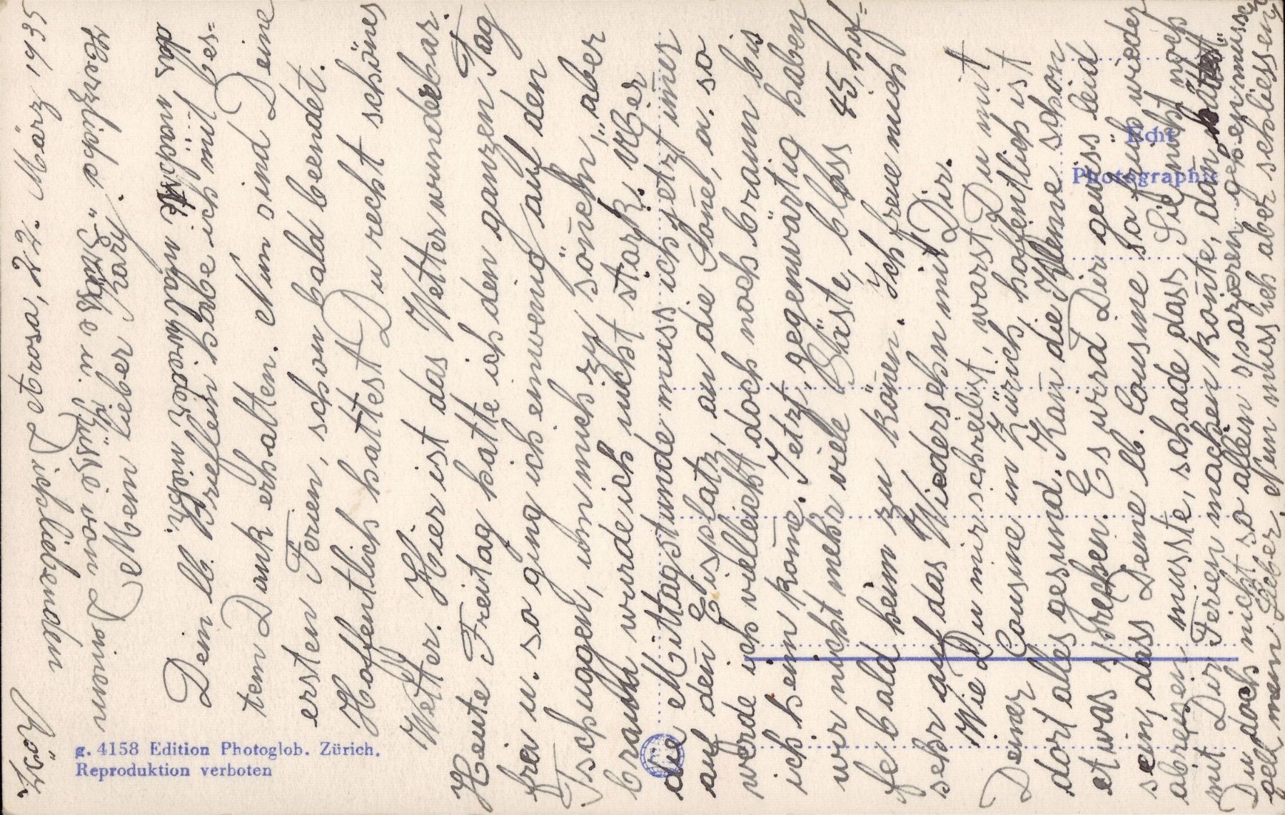 Cartoline postali: 1935 AK Arosa mit Furkahörner – Usato da Eggersriet venduto da stamp303 1